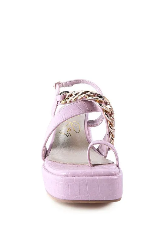 Frecklin Metal Chain Strap Block Sandals