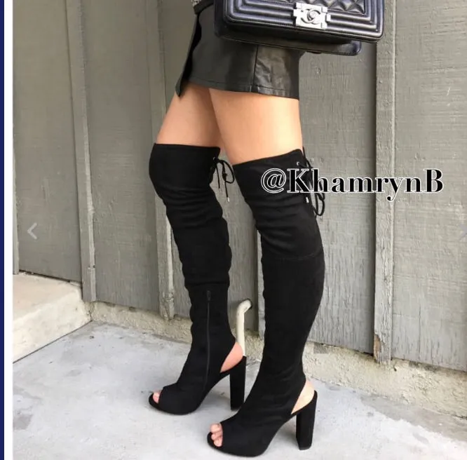 Full stretchy thigh high heels