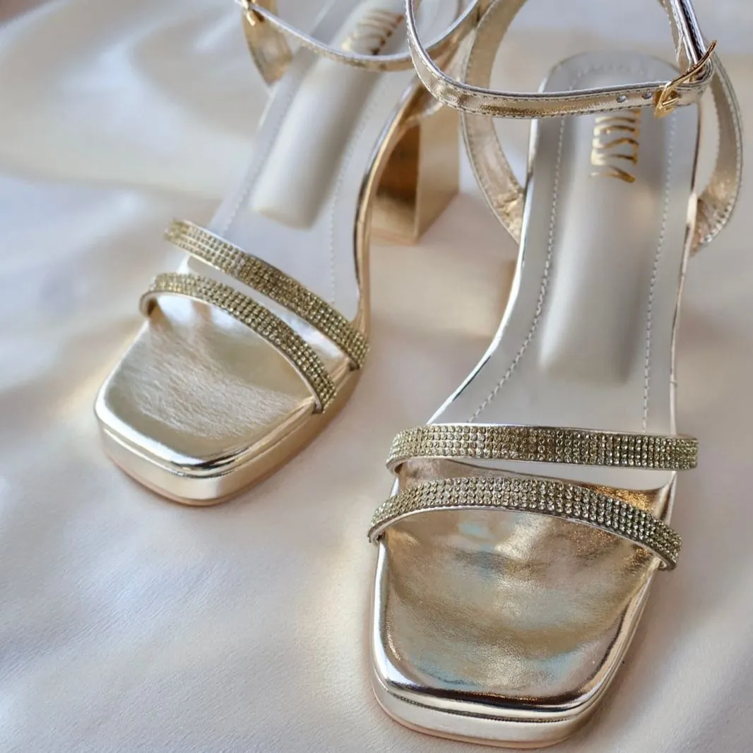 GATSBY- Gold Block Heels I Wedding Heels