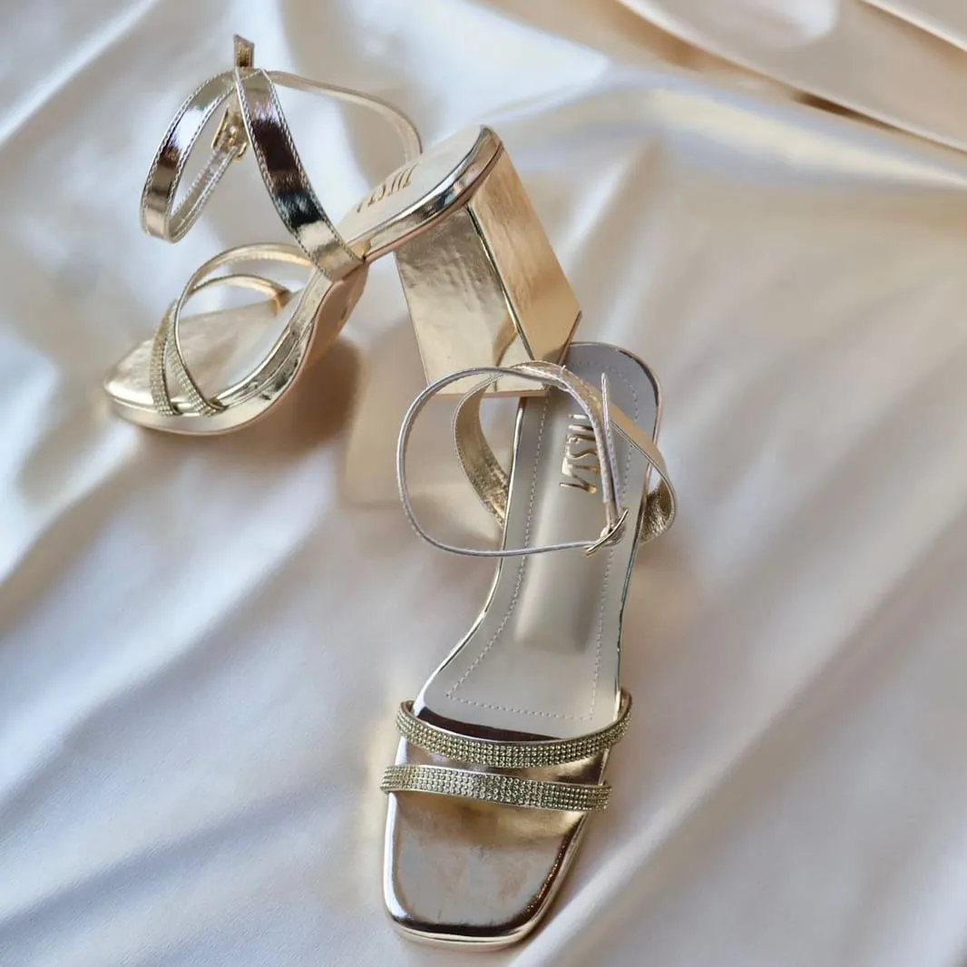 GATSBY- Gold Block Heels I Wedding Heels