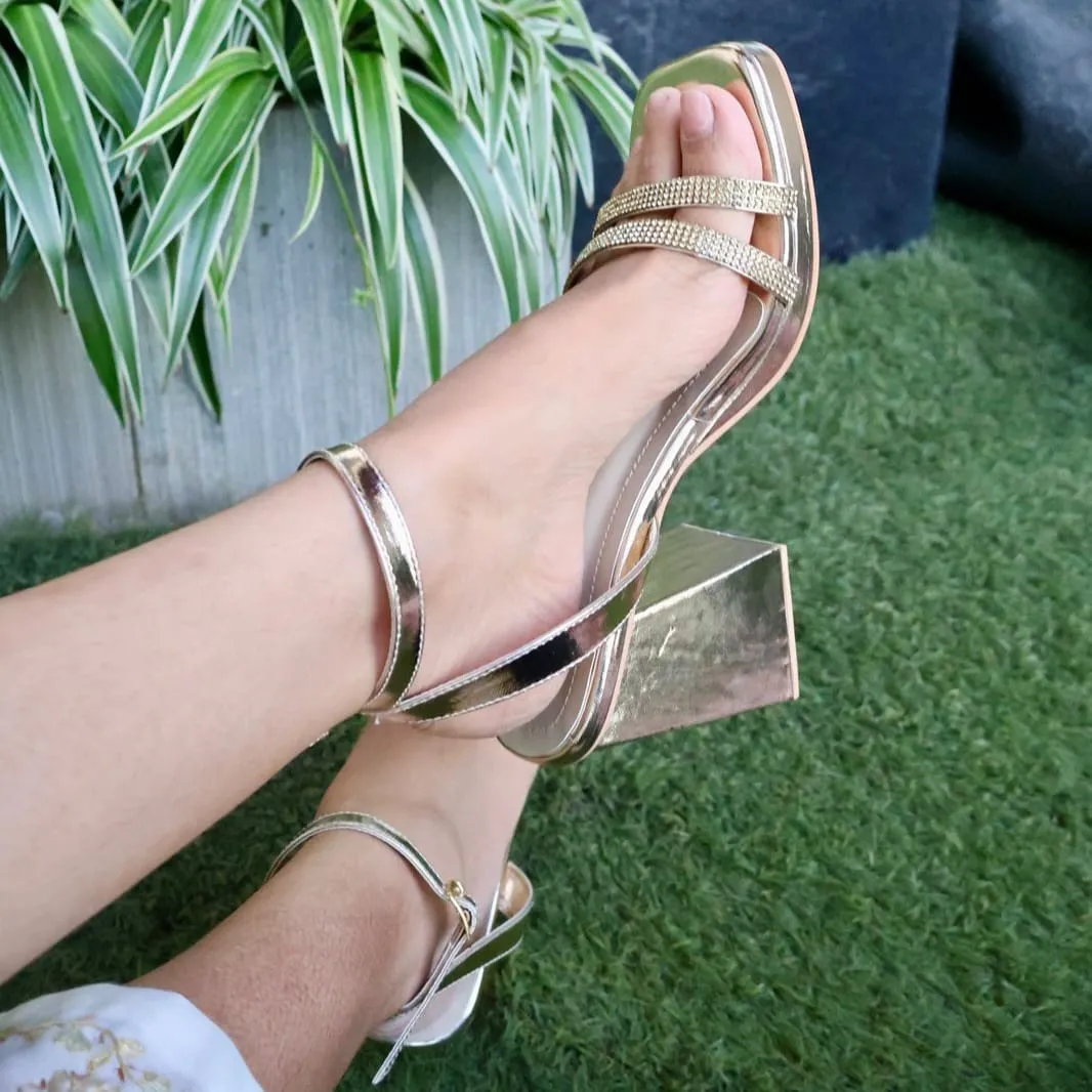 GATSBY- Gold Block Heels I Wedding Heels