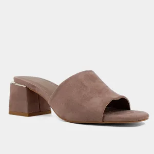 Glinda Heeled Mules - Taupe Suede