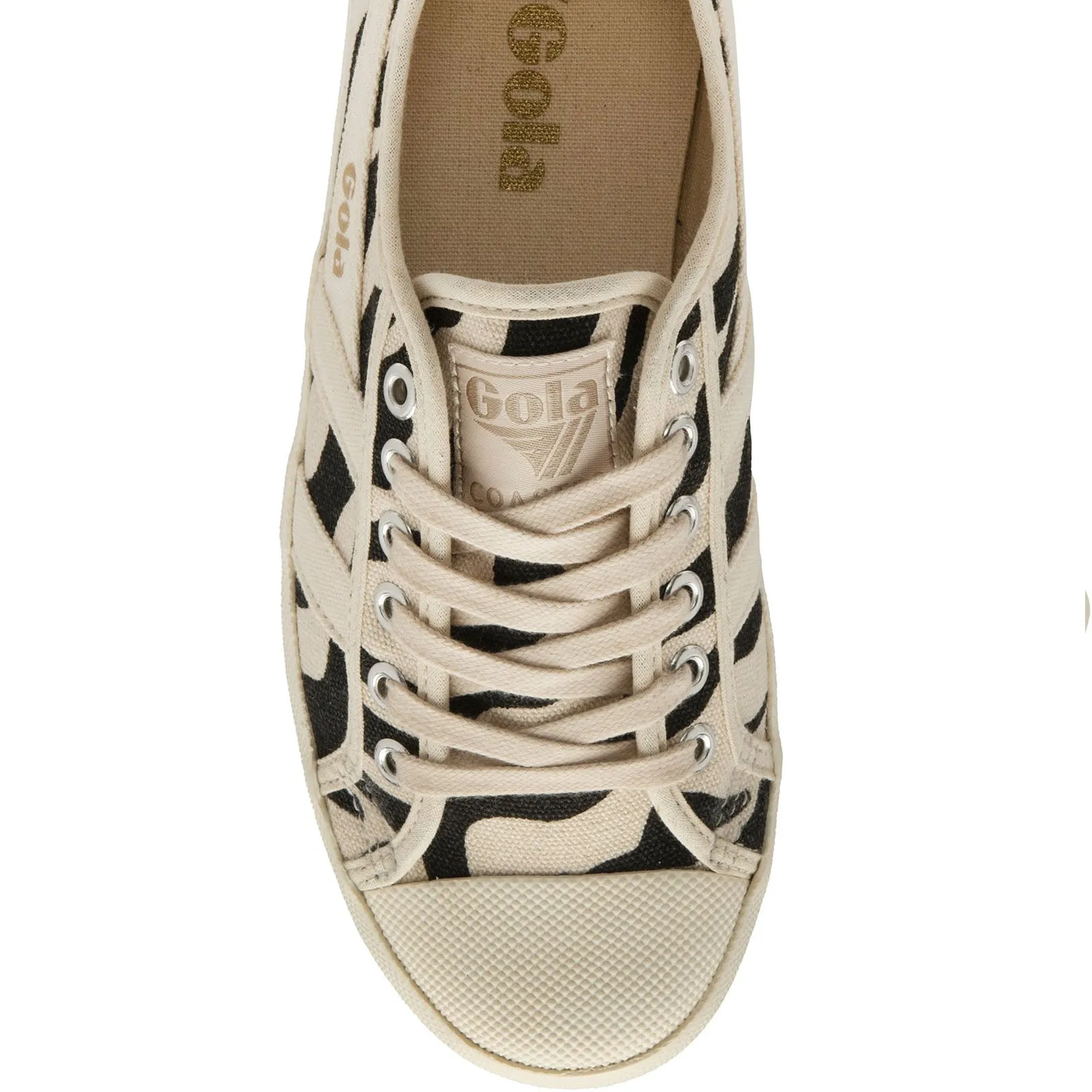 Gola Womens Coaster Delta Canvas Zebra Print Trainers - Off White