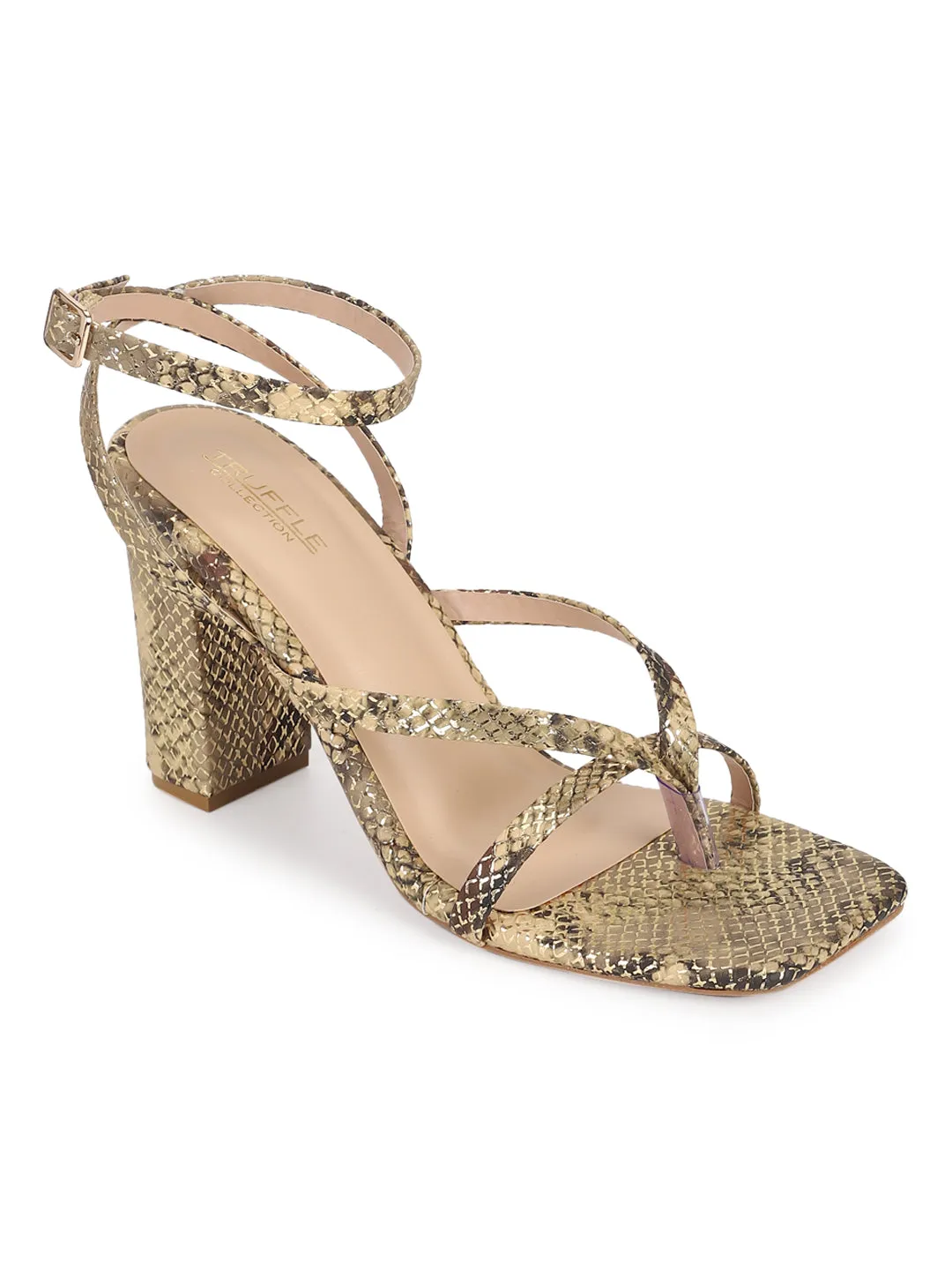 Gold PU Strappy Block Sandals (TC-MSI-101-GLD)