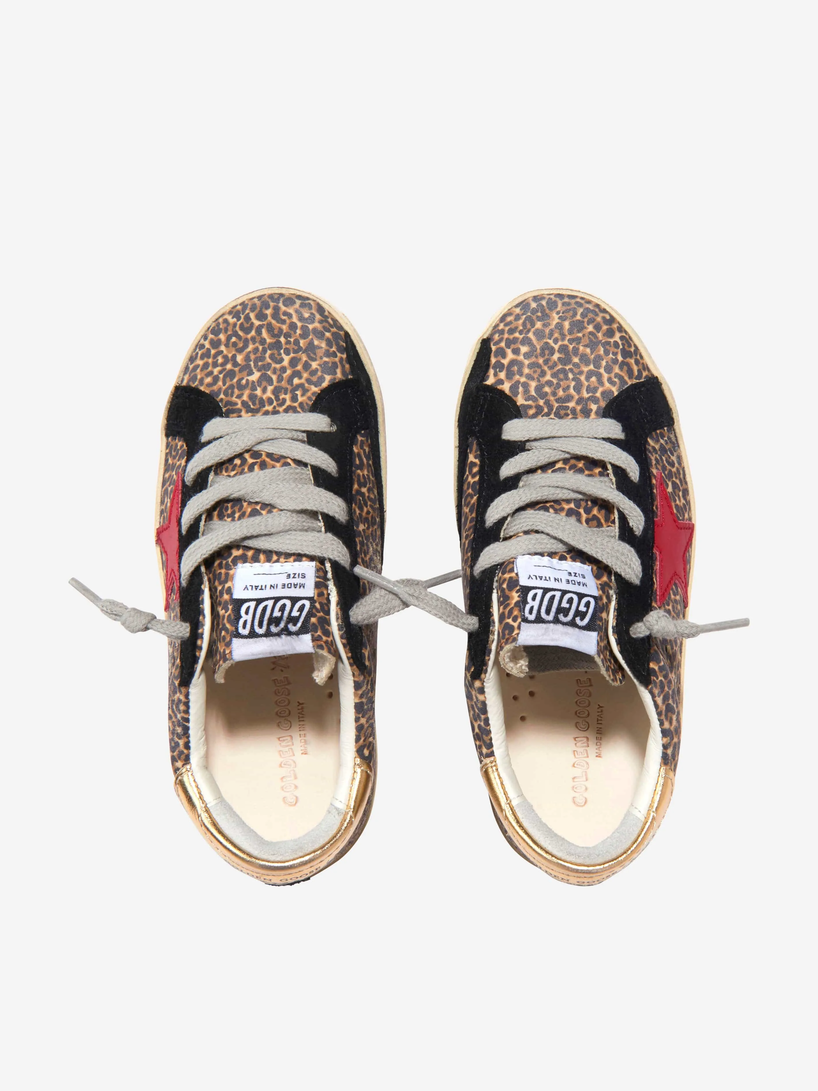 Golden Goose Kids Superstar Leopard Suede Star Trainers