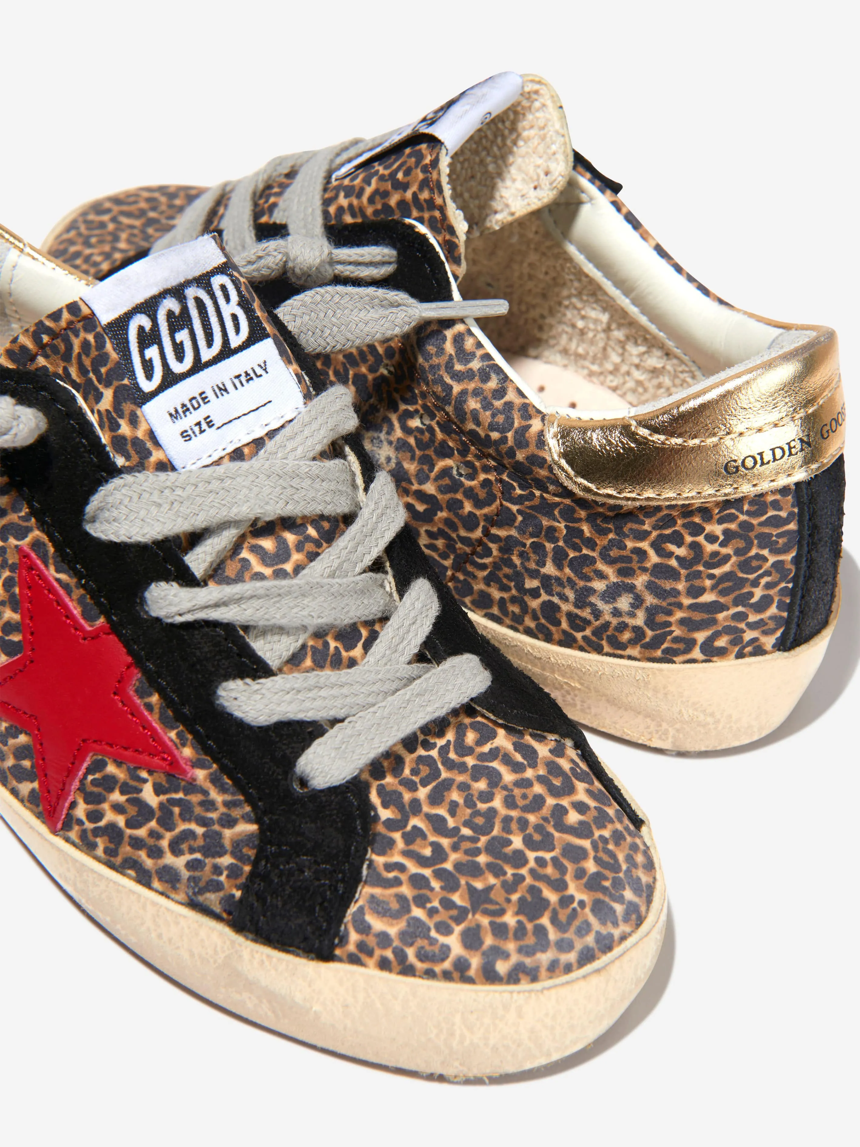 Golden Goose Kids Superstar Leopard Suede Star Trainers