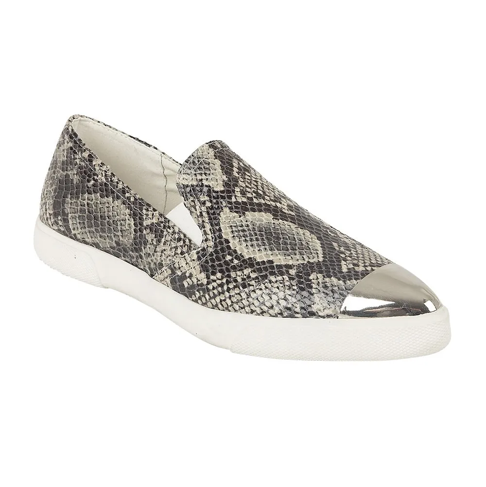 Grey Snake Pattern Flat Shoes