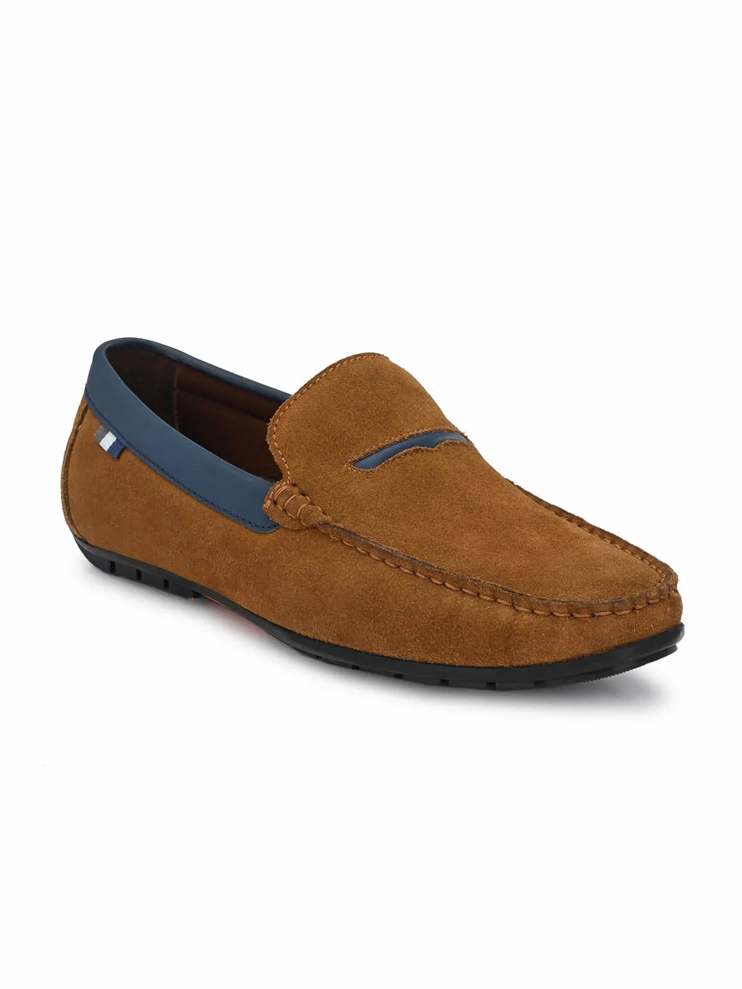 HITZ7603 Men's Tan Leather Casual Slip-On Shoes