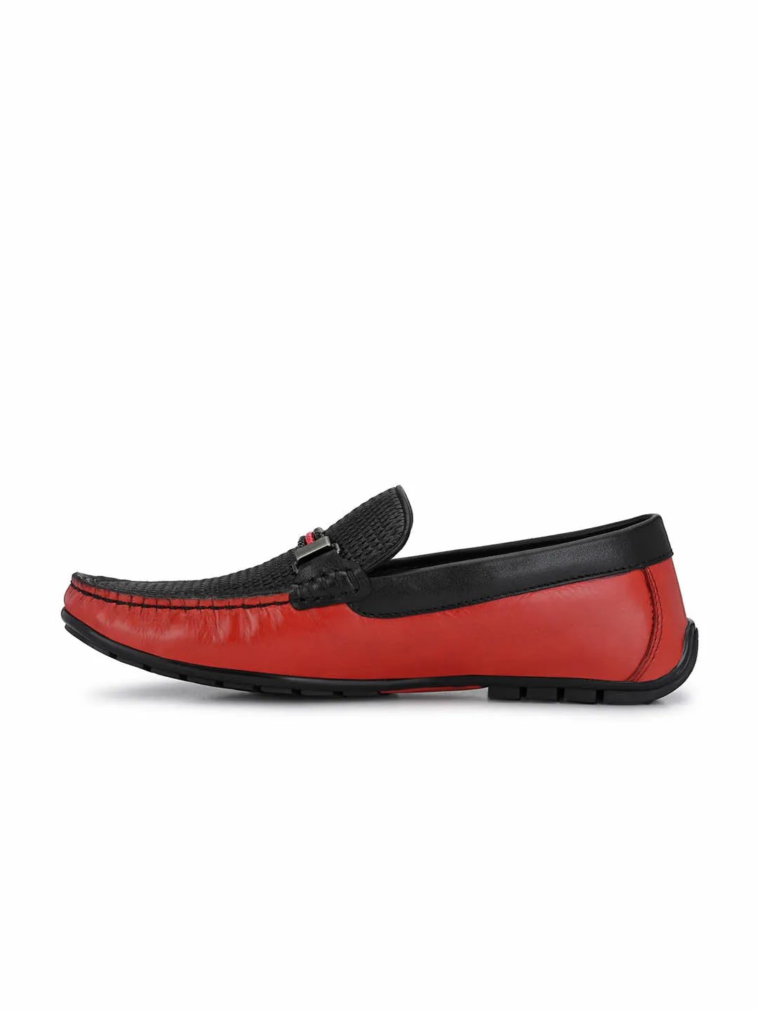 HITZ7604 Men's Red Leather Casual Slip-On Shoes