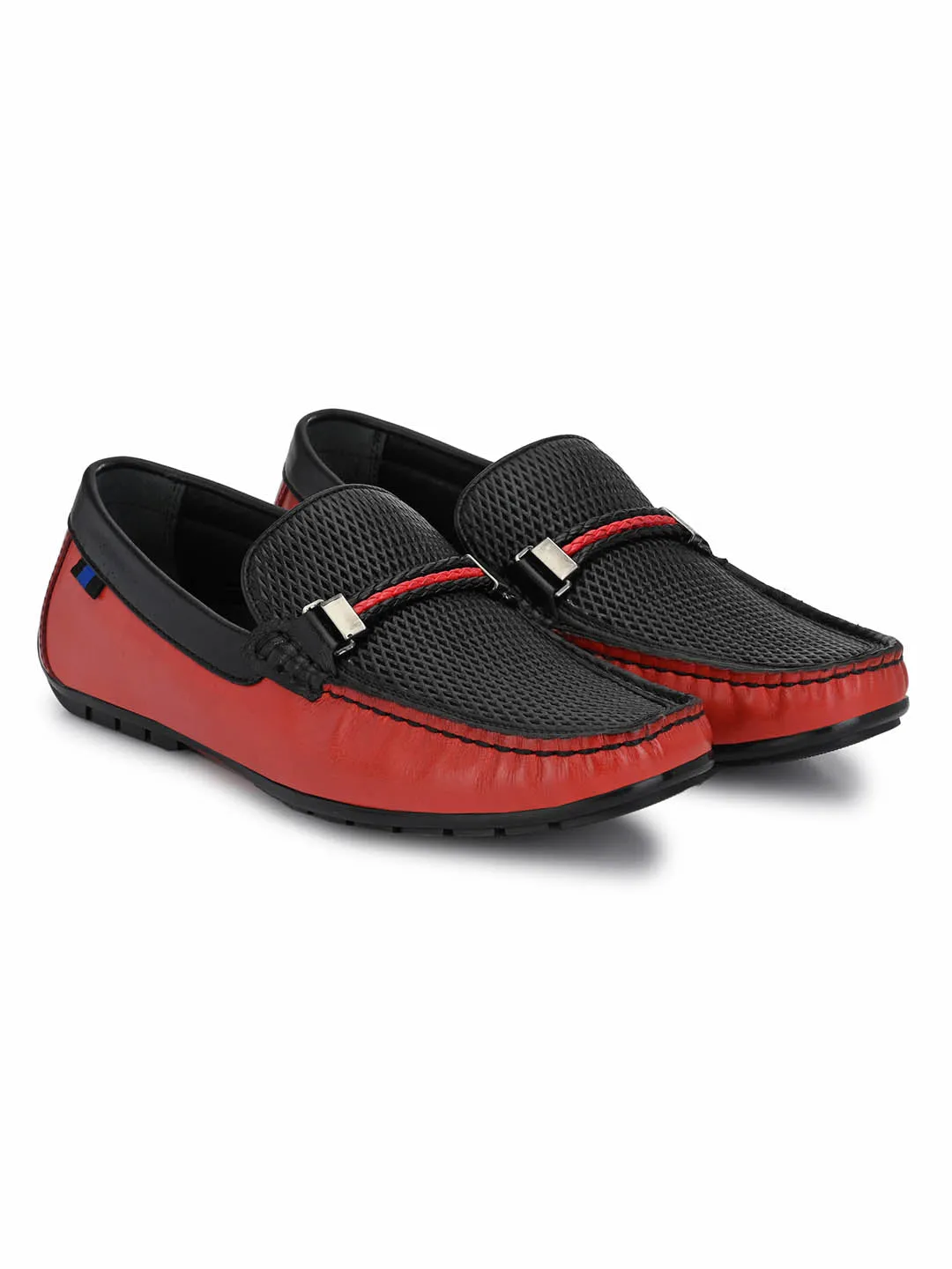 HITZ7604 Men's Red Leather Casual Slip-On Shoes