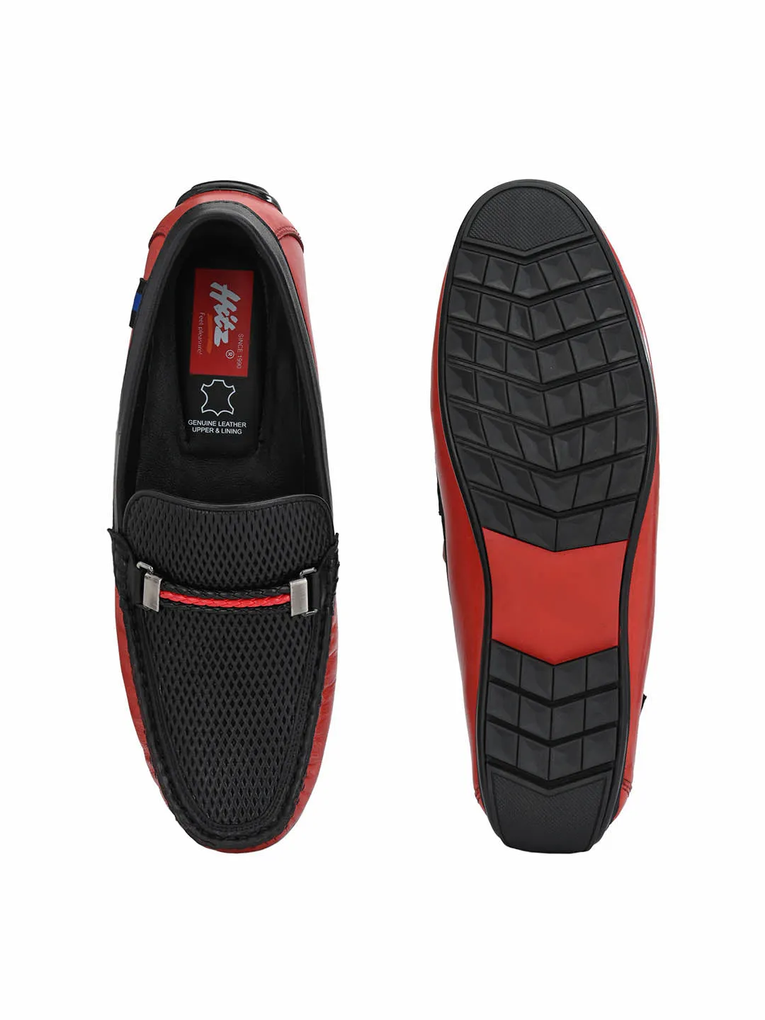 HITZ7604 Men's Red Leather Casual Slip-On Shoes