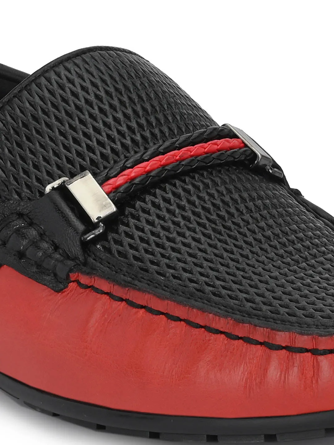 HITZ7604 Men's Red Leather Casual Slip-On Shoes