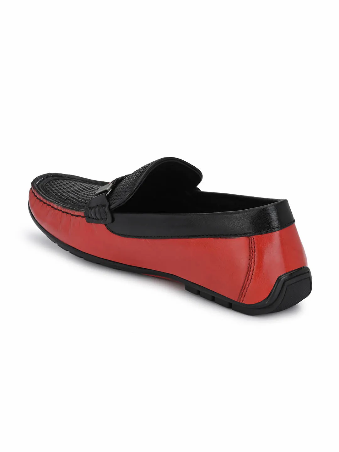 HITZ7604 Men's Red Leather Casual Slip-On Shoes