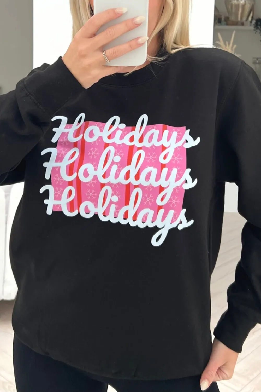 Holidays black printed christmas sweater