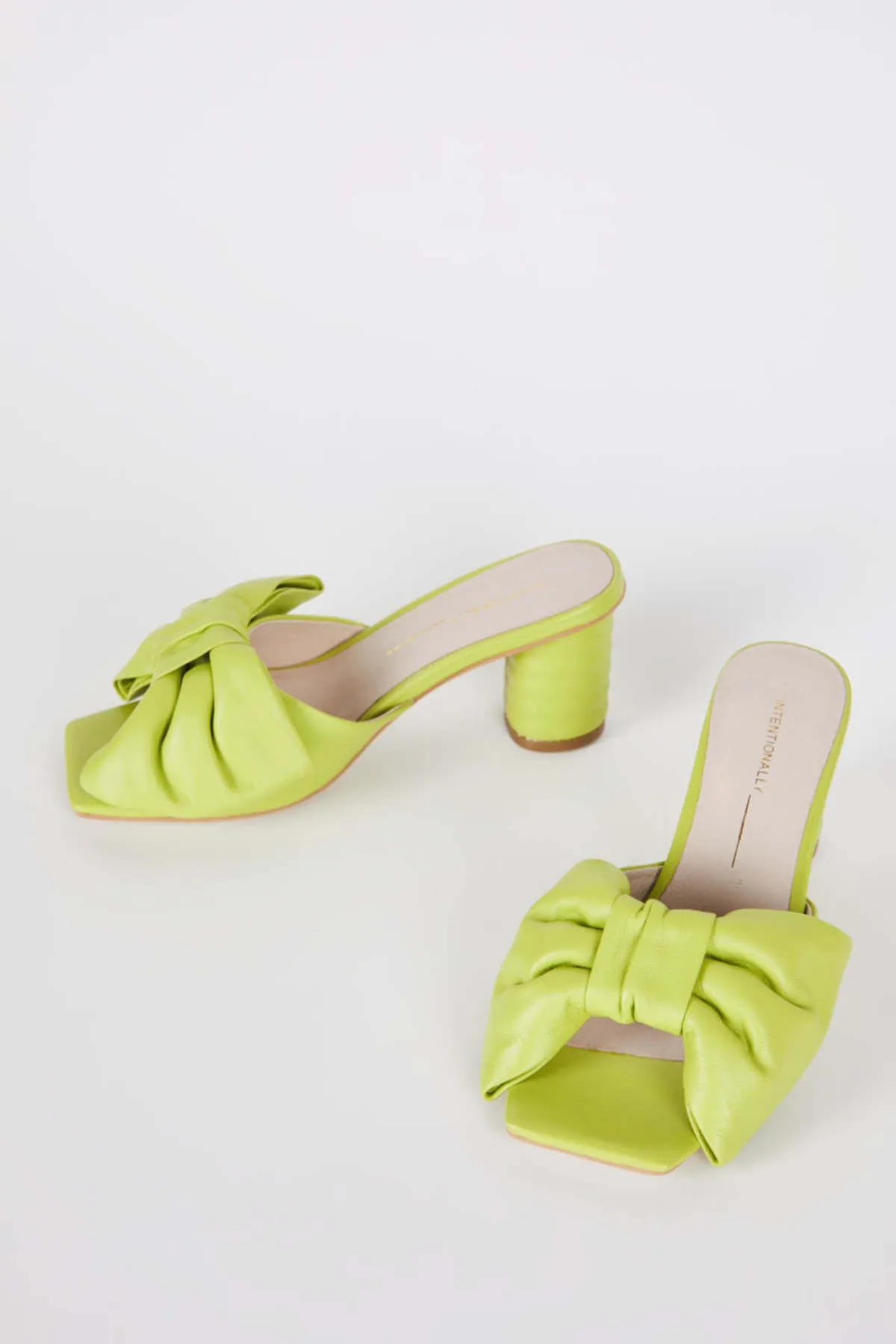 Intentionally Blank Kriselda Leather Heel in Neon Lime