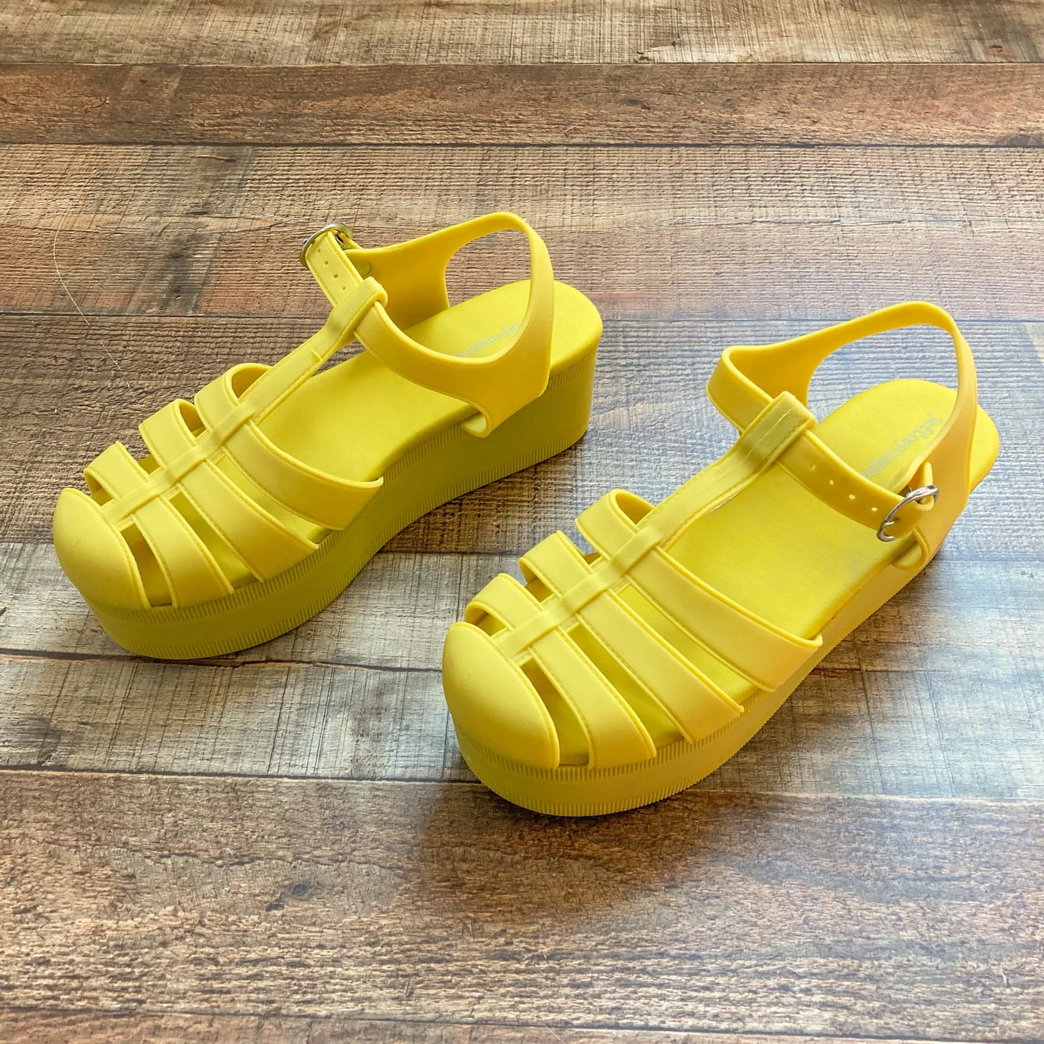 Jeffrey Campbell Chartreuse Platform Fisherman Jelly Sandals- Size 8 (see notes)