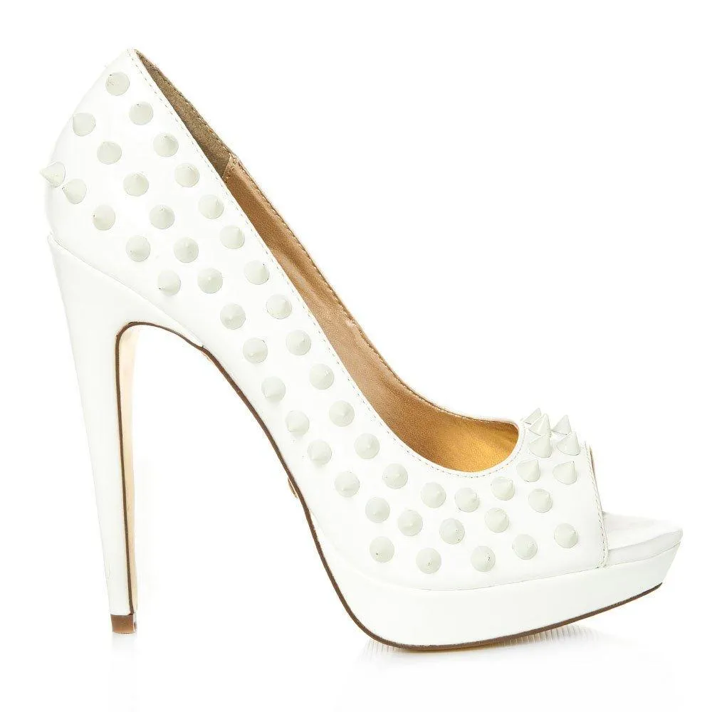 Lacey Peep Toe High Heel Court Shoe With Spikes