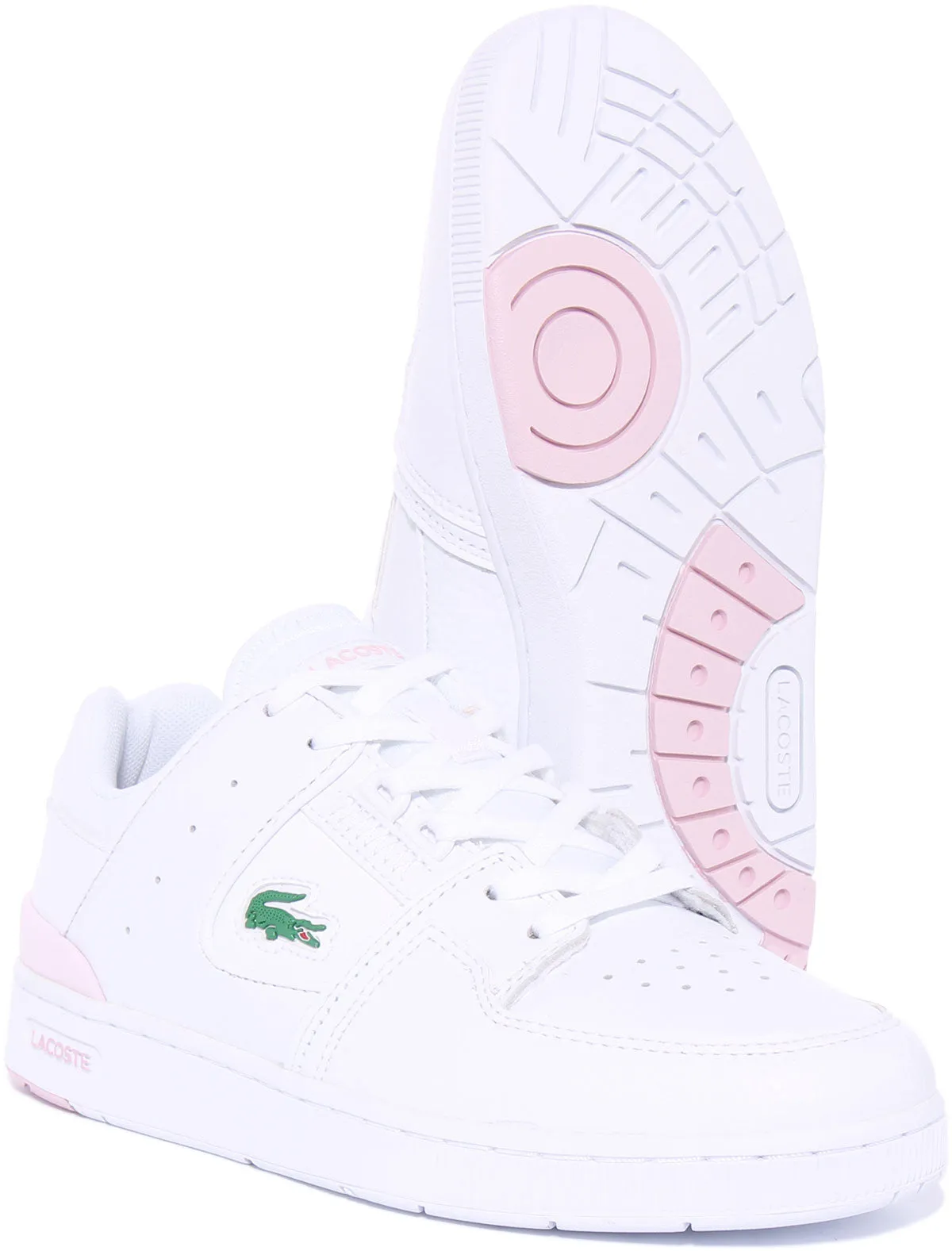 Lacoste Court Cage In White Pink For Women