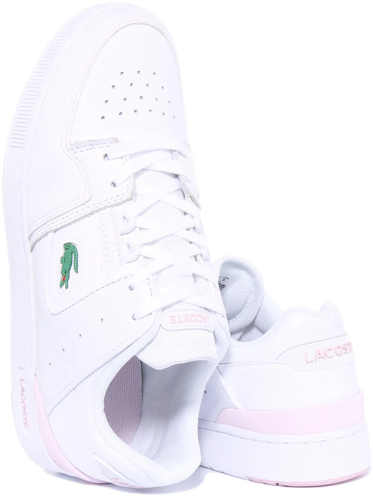 Lacoste Court Cage In White Pink For Women