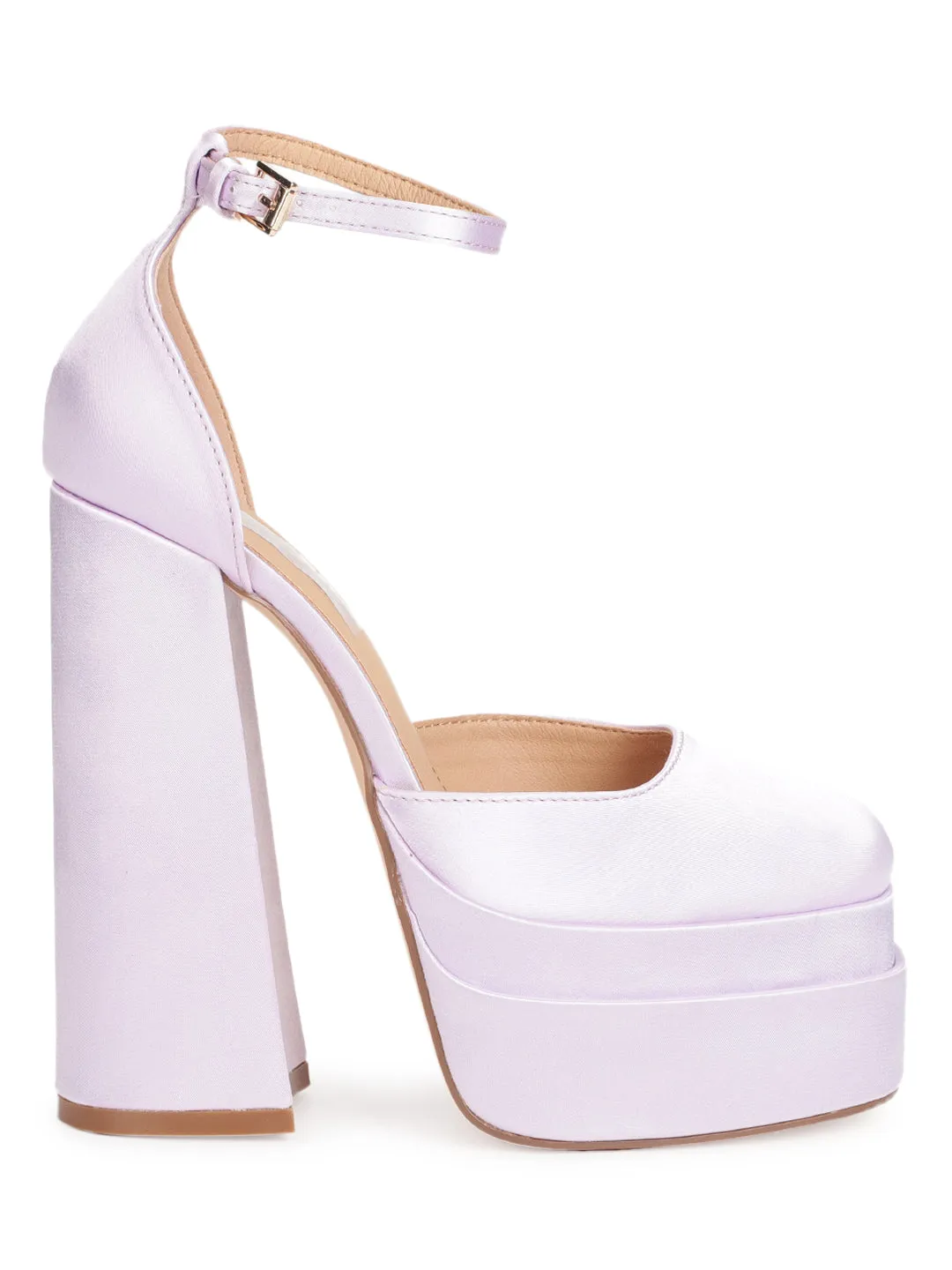 Lilac Satin Strappy Block Sandals (TC-GOWN1-LILAC)