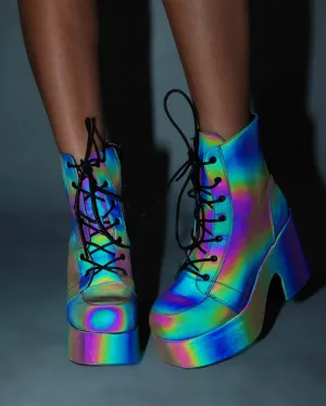 Look At Me Rainbow Reflective Lace Up Boots