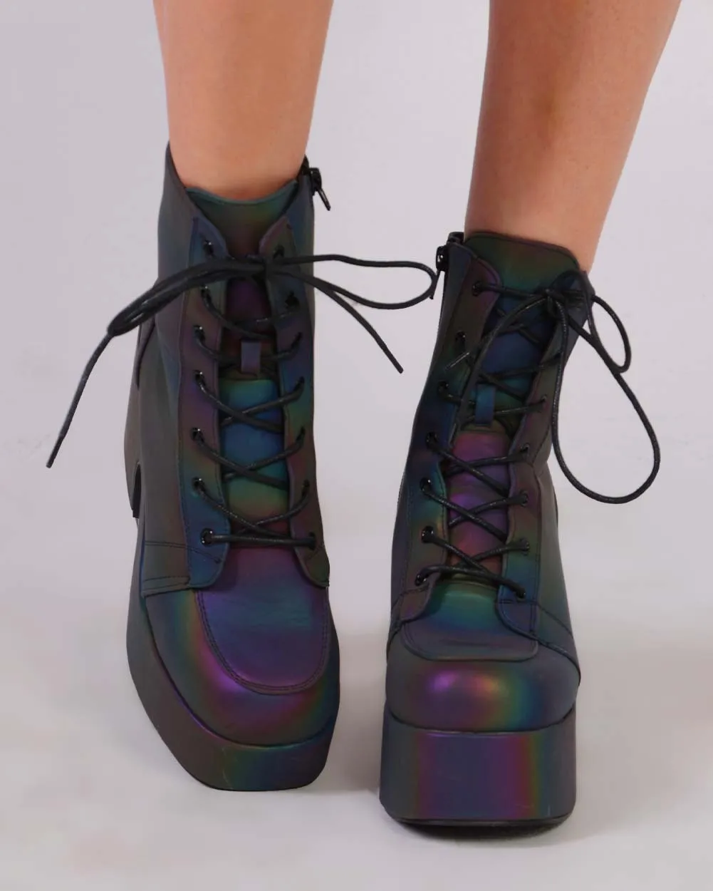 Look At Me Rainbow Reflective Lace Up Boots