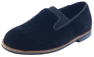 Luccini Boy's and Girl's Slip-On Smoking Loafer (Black Espiga Velvet)