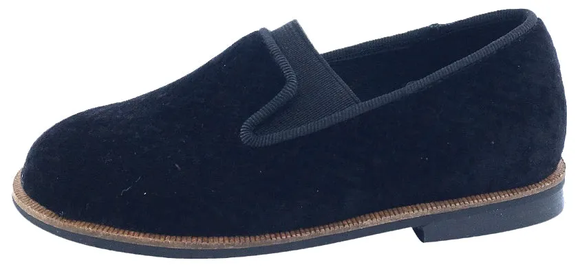 Luccini Boy's and Girl's Slip-On Smoking Loafer (Black Espiga Velvet)