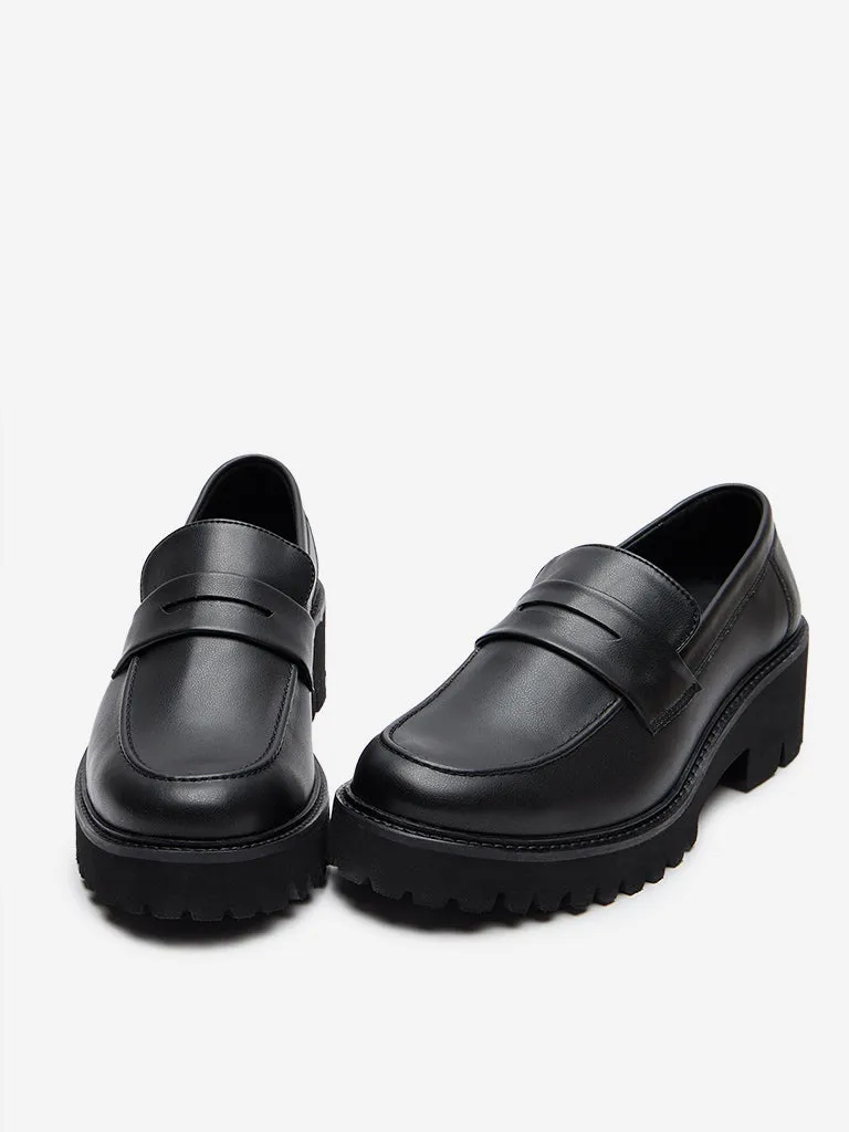 LUNA BLU Black Chunky Loafers