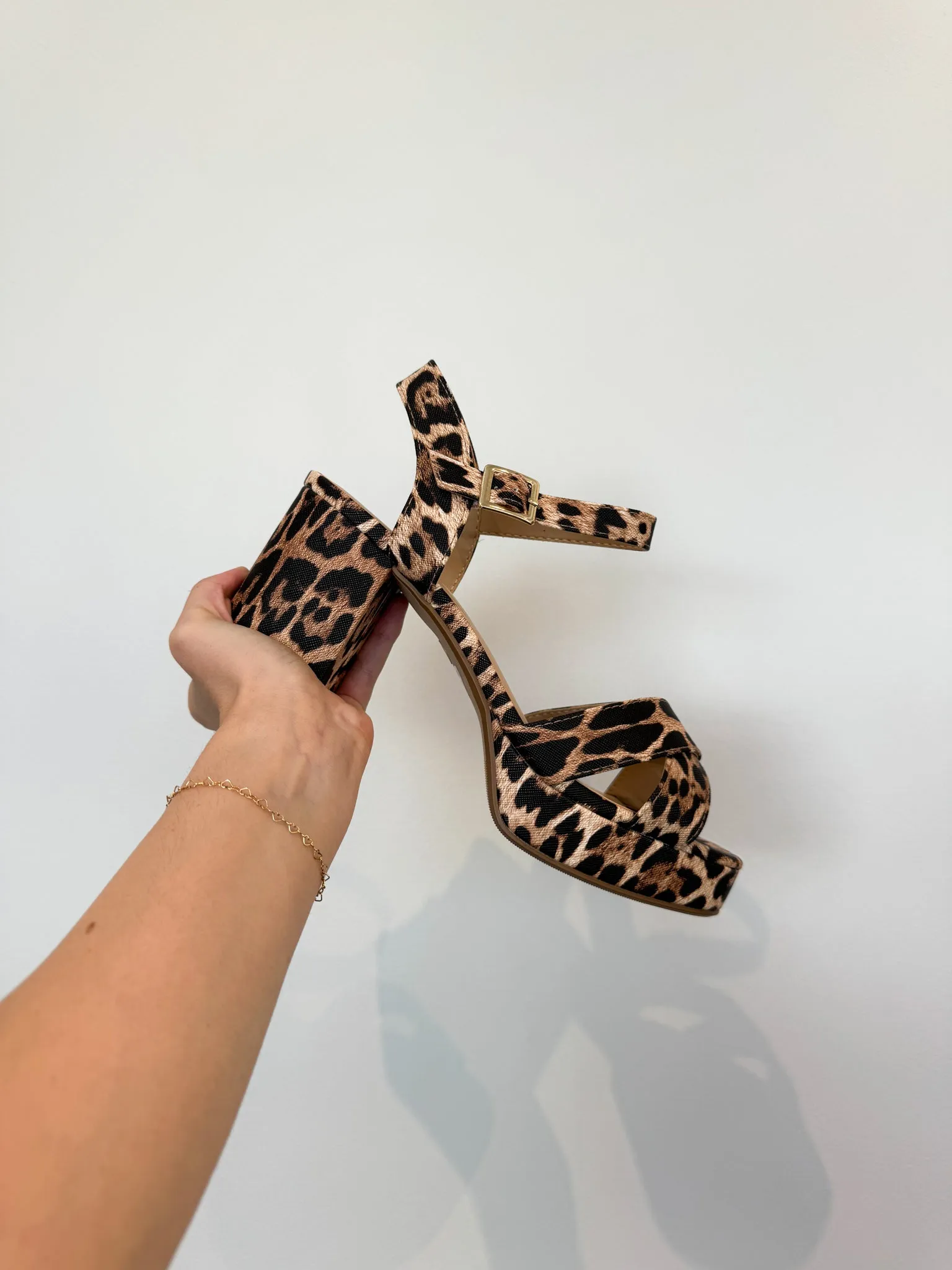 Macey Patent Chunky Heels- Leopard