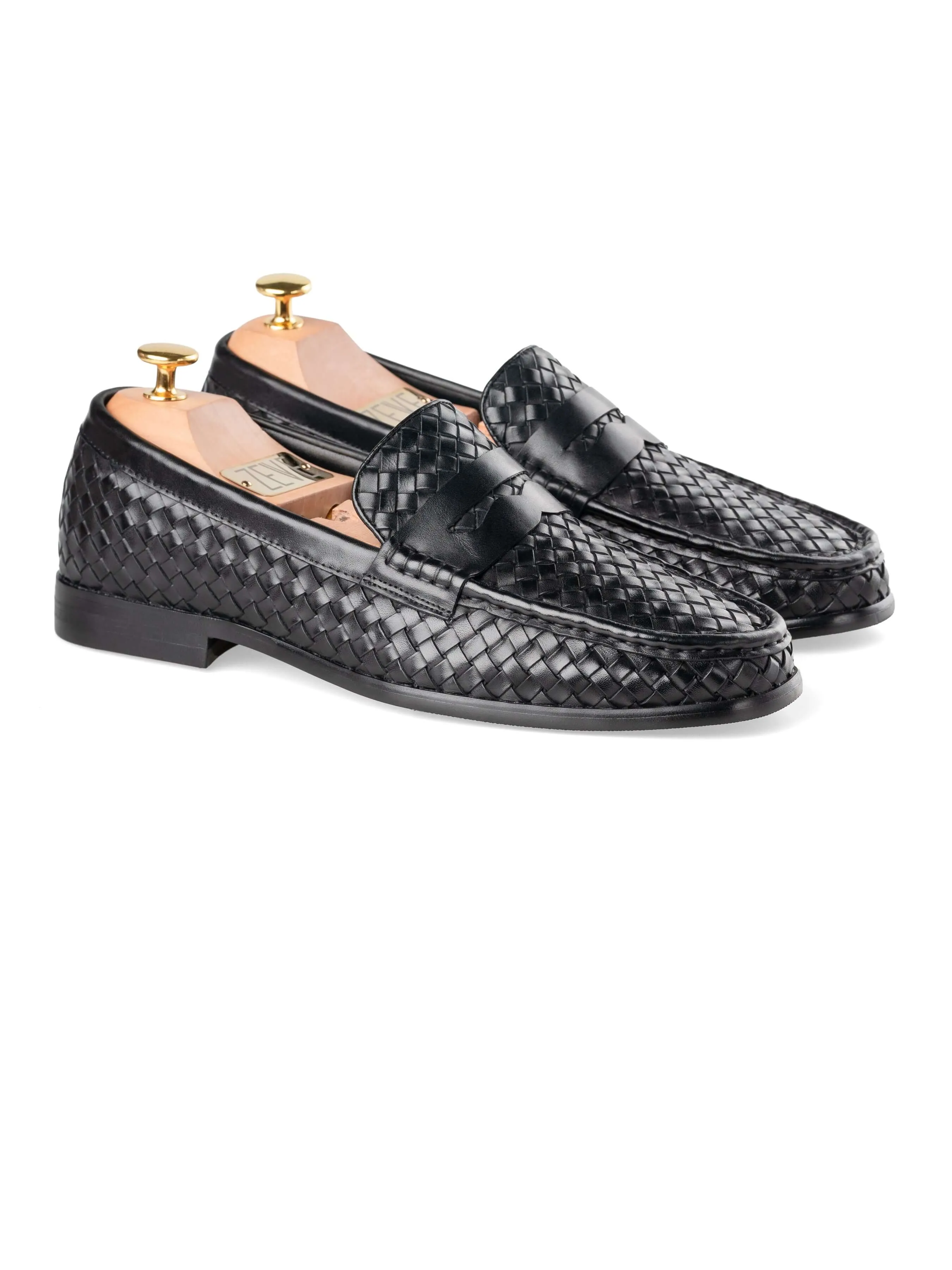 Marco Penny Loafer - Black Woven Leather