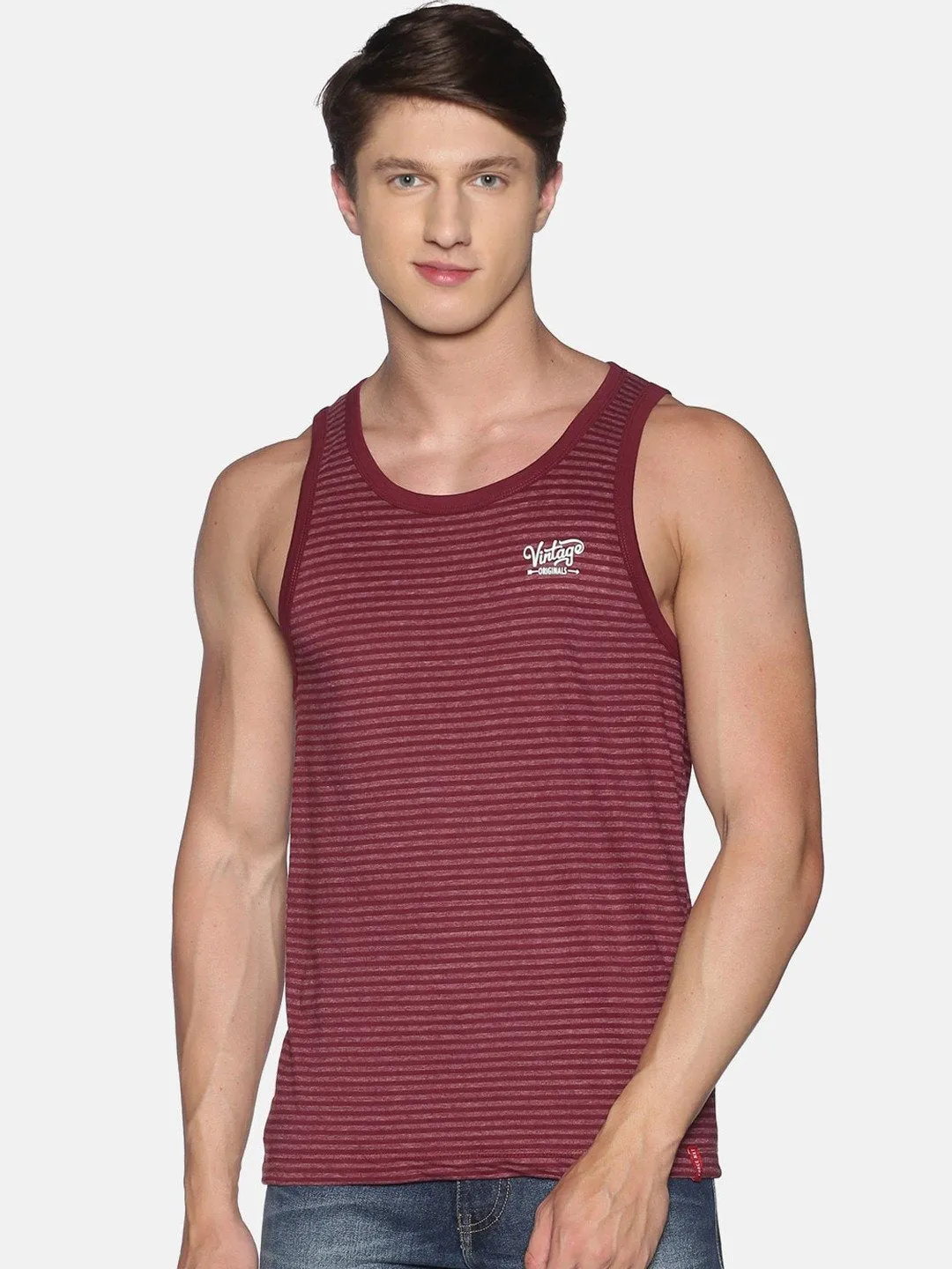 Maroon Sleeveless Vest Tank Top for Men