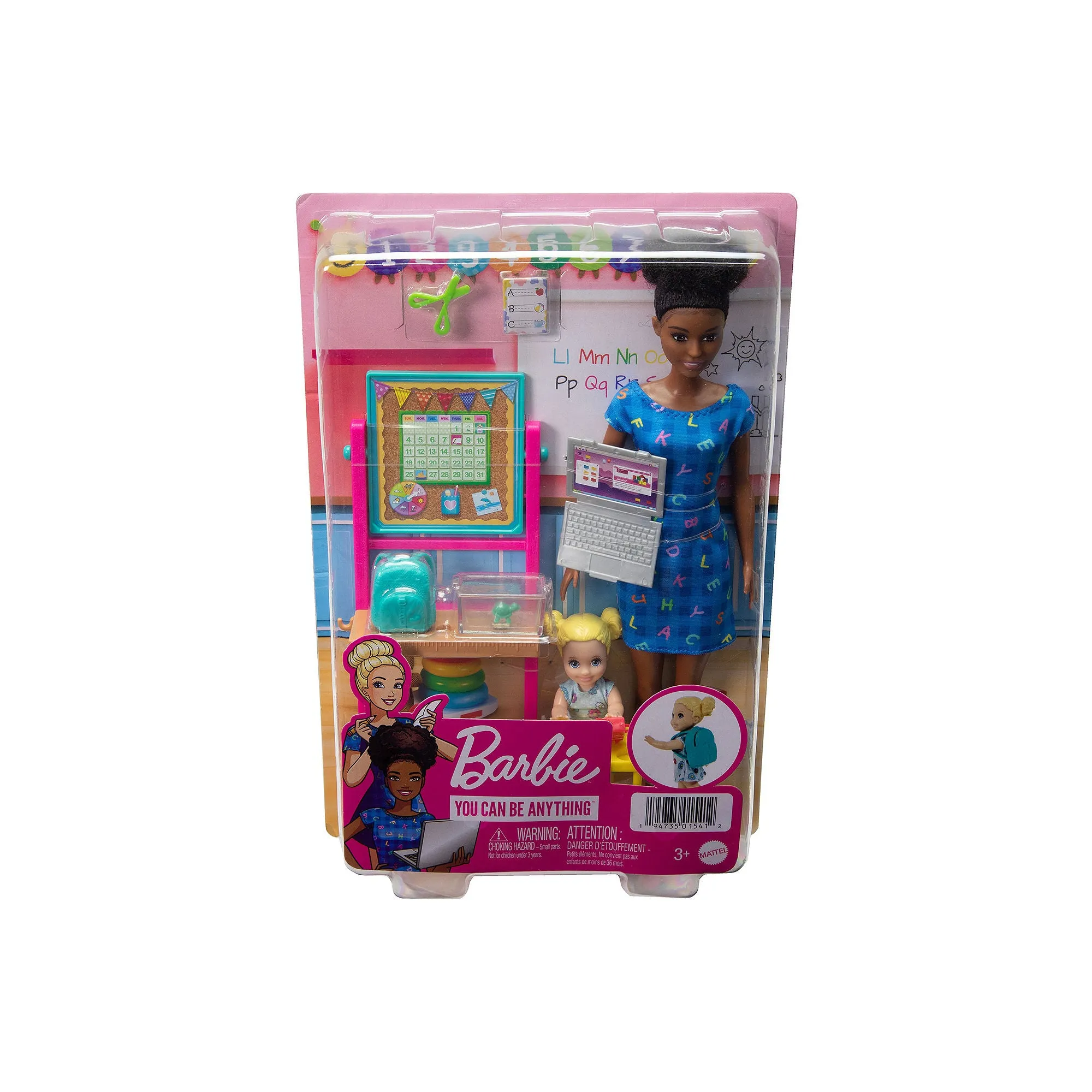 Mattel HCN20 Barbie Careers Teacher Playset With Brunette Fashion Doll, Furniture & Accessories