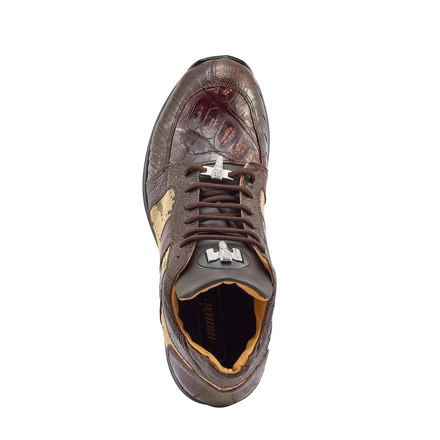 Mauri 8425 Graffiti Men's Shoes Taupe & Sport Rust Exotic Ostrich / Crocodile / Nappa / Fabric Casual Sneakers (MA5392)