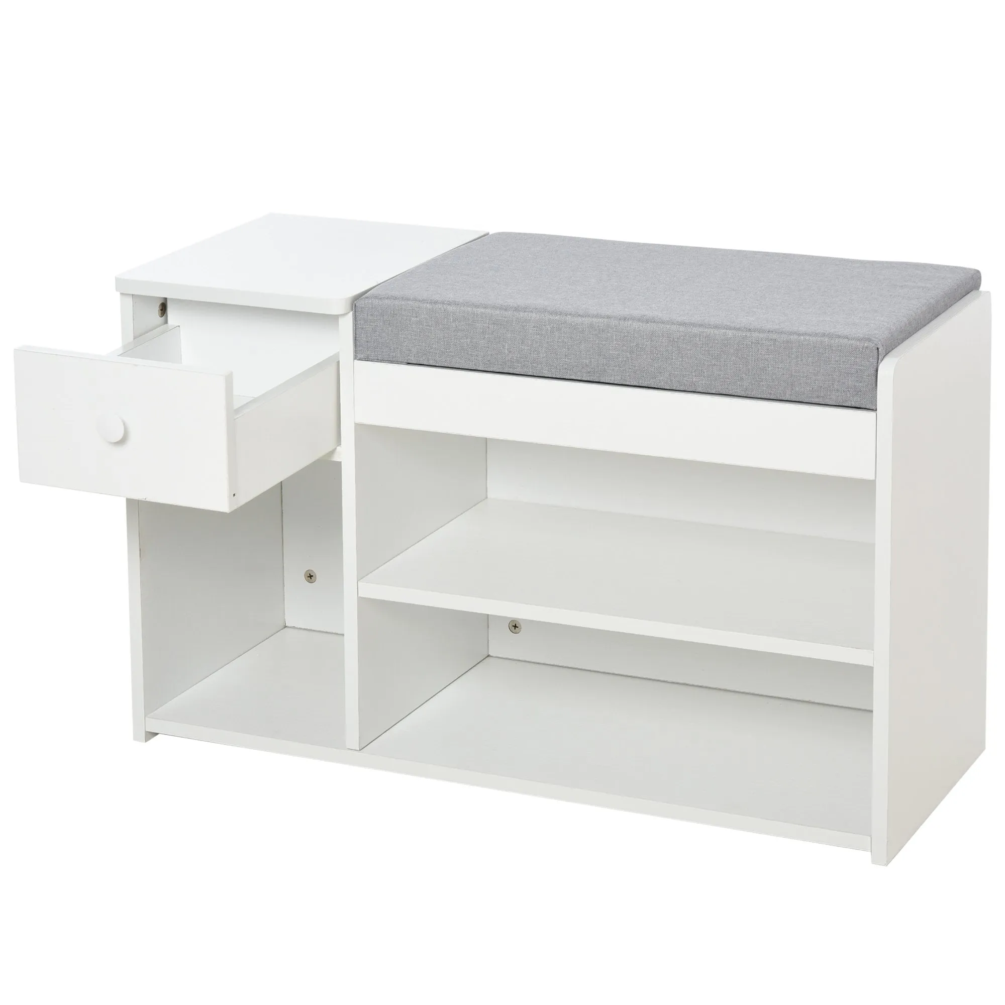 MDF Multi-Compartment Shoe Storage Bench Grey/White