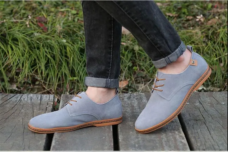 Men Casual Leather Chaussure Homme Shoes Grey