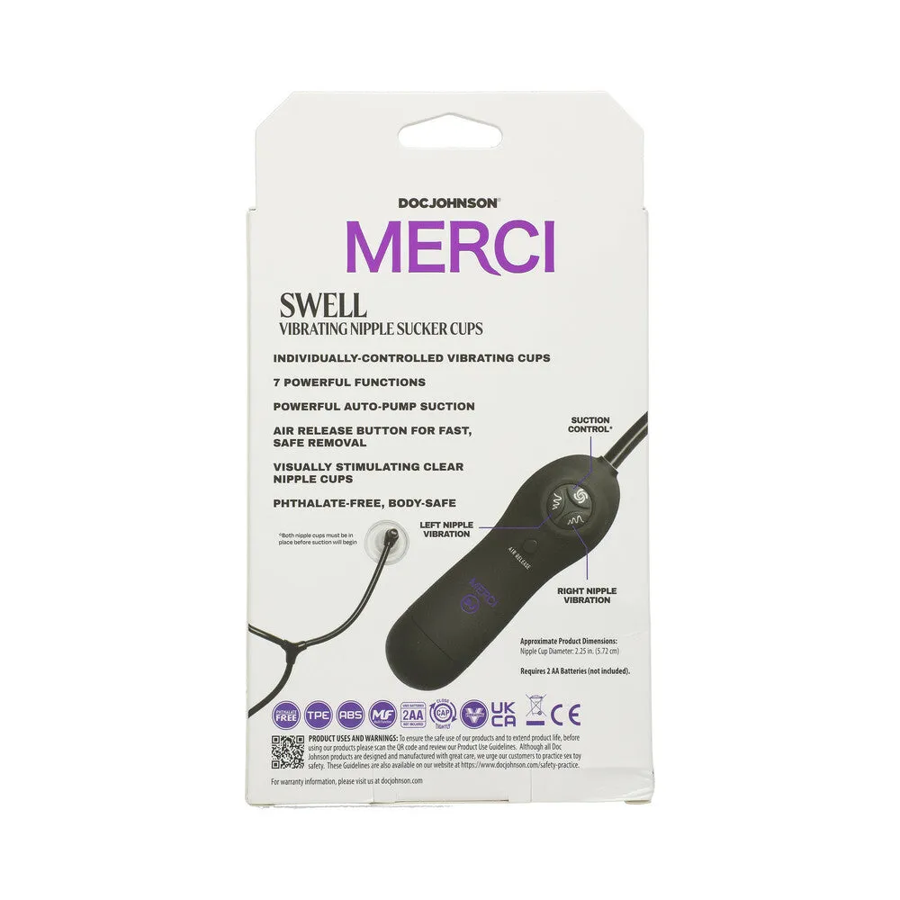 Merci Swell Auto Vibrating Nipple Sucker Cups Black