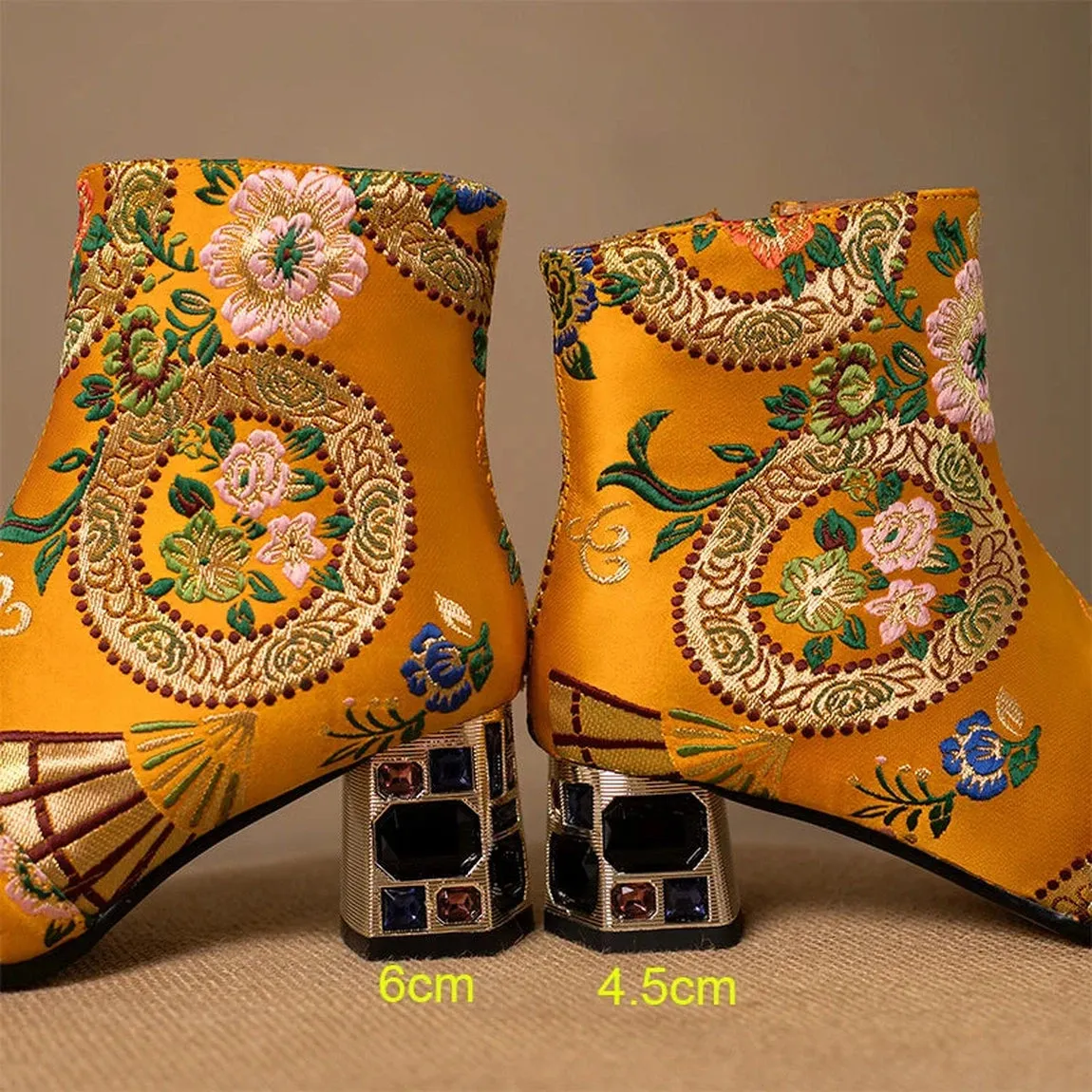 Merendy Marwa High chunky heel Ethnic Embroidered Boots