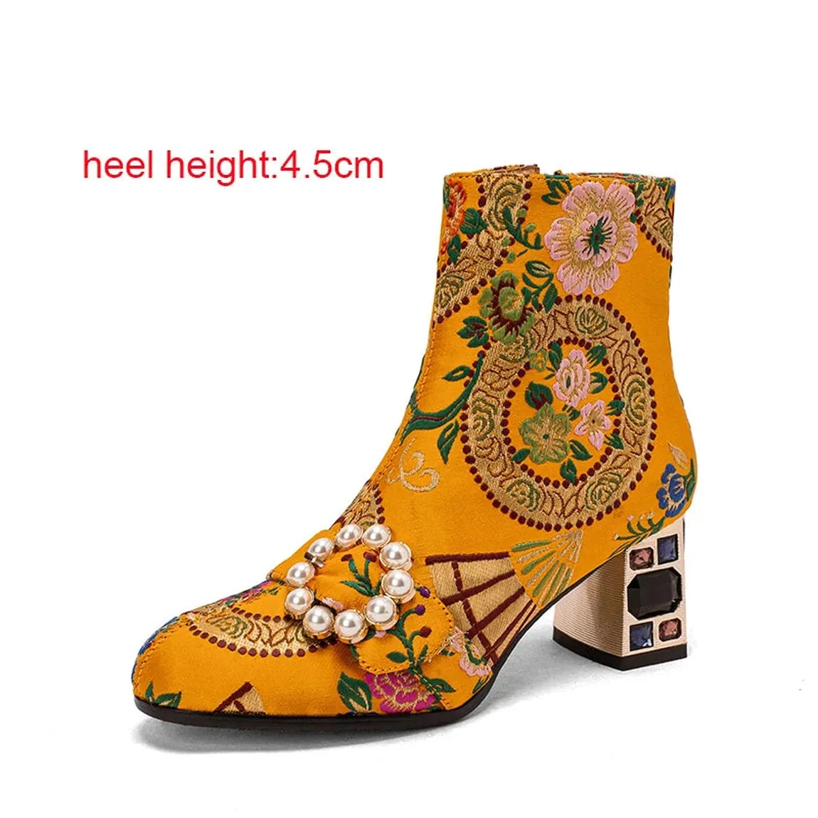 Merendy Marwa High chunky heel Ethnic Embroidered Boots