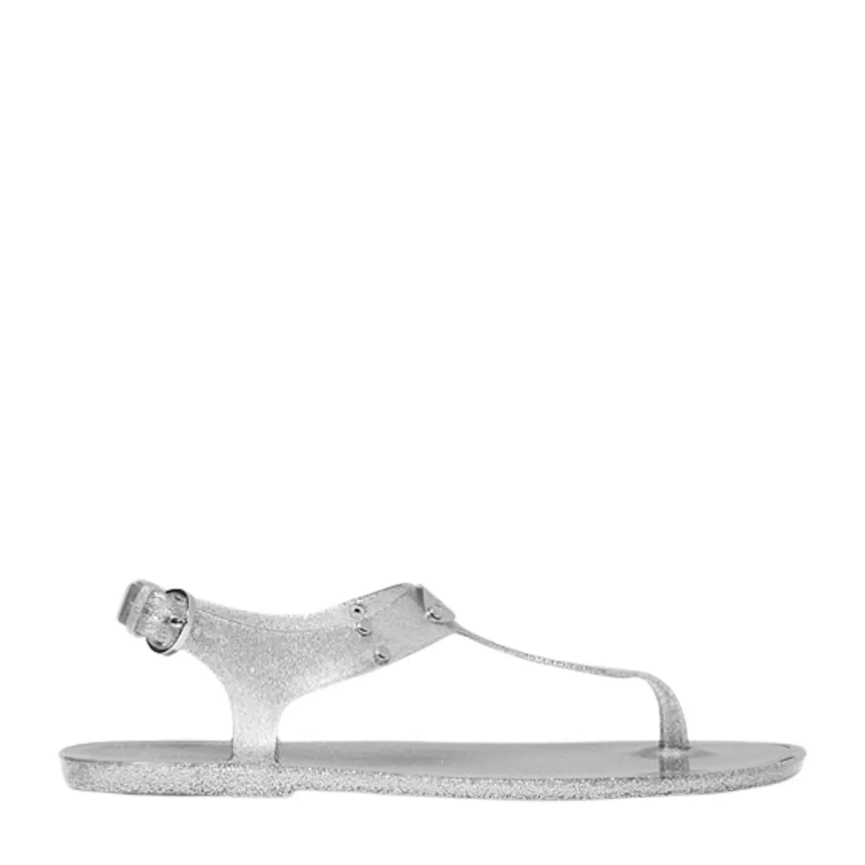 Michael Kors Logo Plate Silver Glitter Jelly Sandal