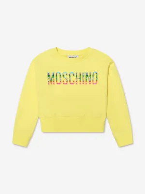 Moschino Girls Cropped Logo Sweatshirt in Yellow