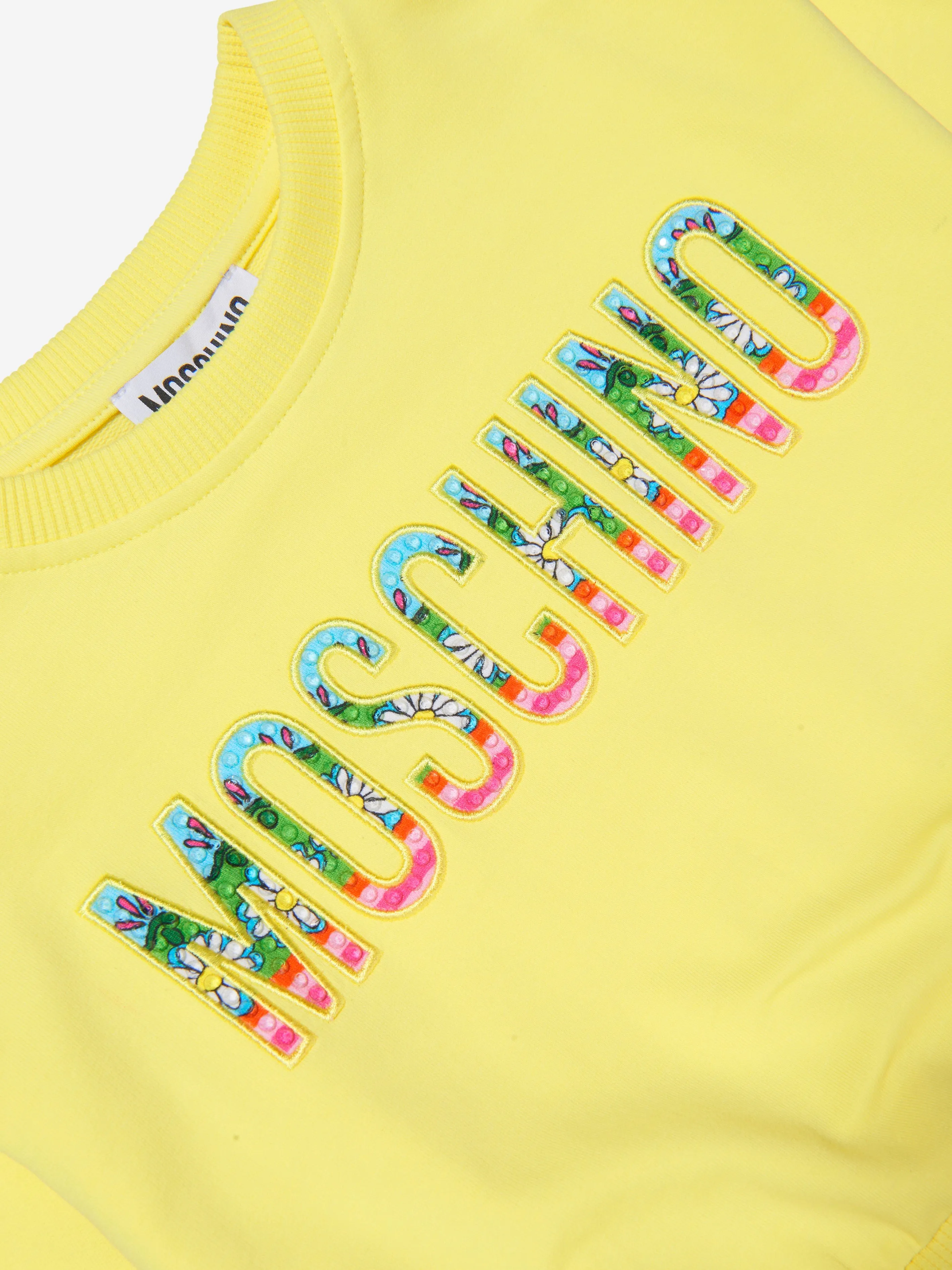 Moschino Girls Cropped Logo Sweatshirt in Yellow