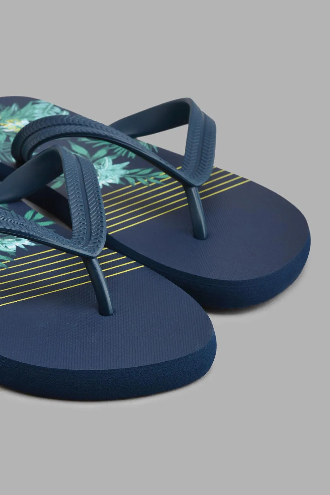 Navy Printed Toe-Post Flipflop