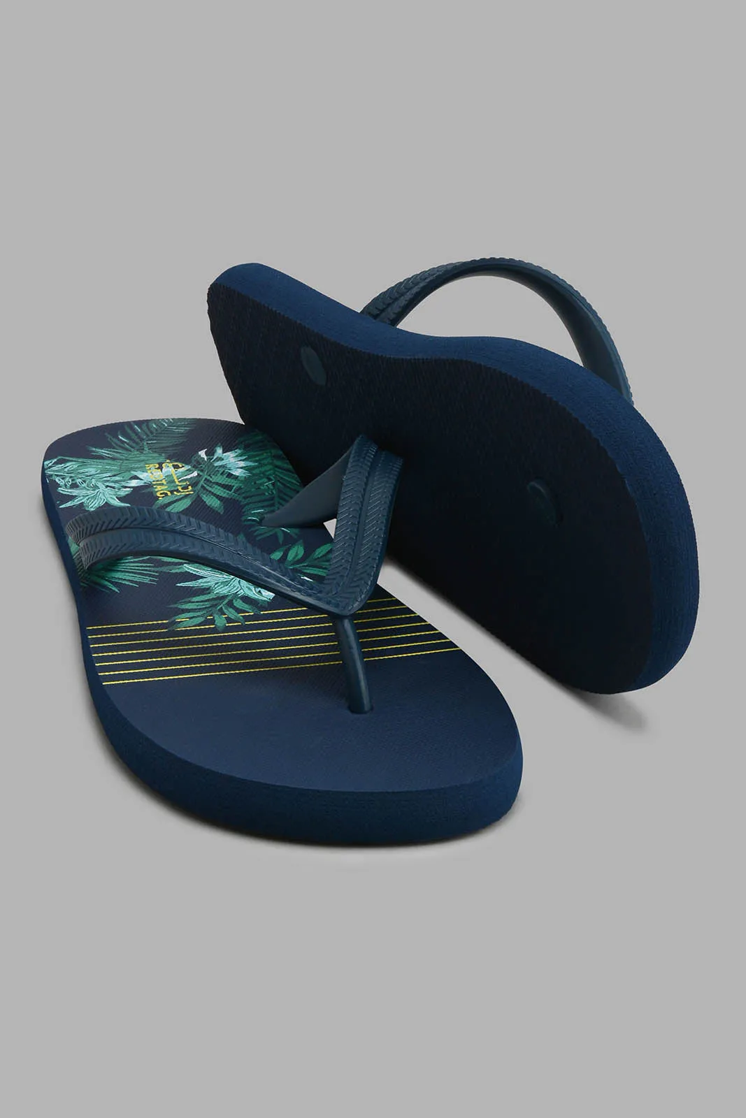 Navy Printed Toe-Post Flipflop