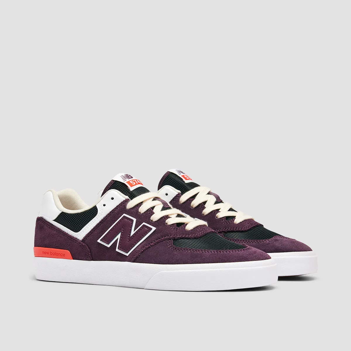 New Balance Numeric 574 Shoes - Plum Brown/White