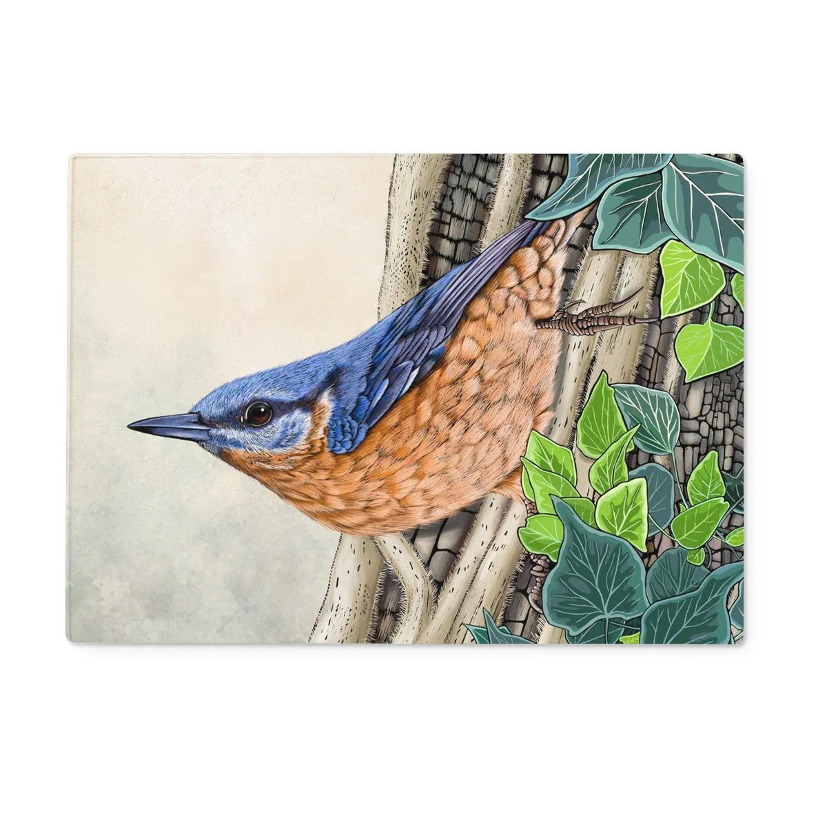 Nuthatch and Ivy Glass Chopping Board