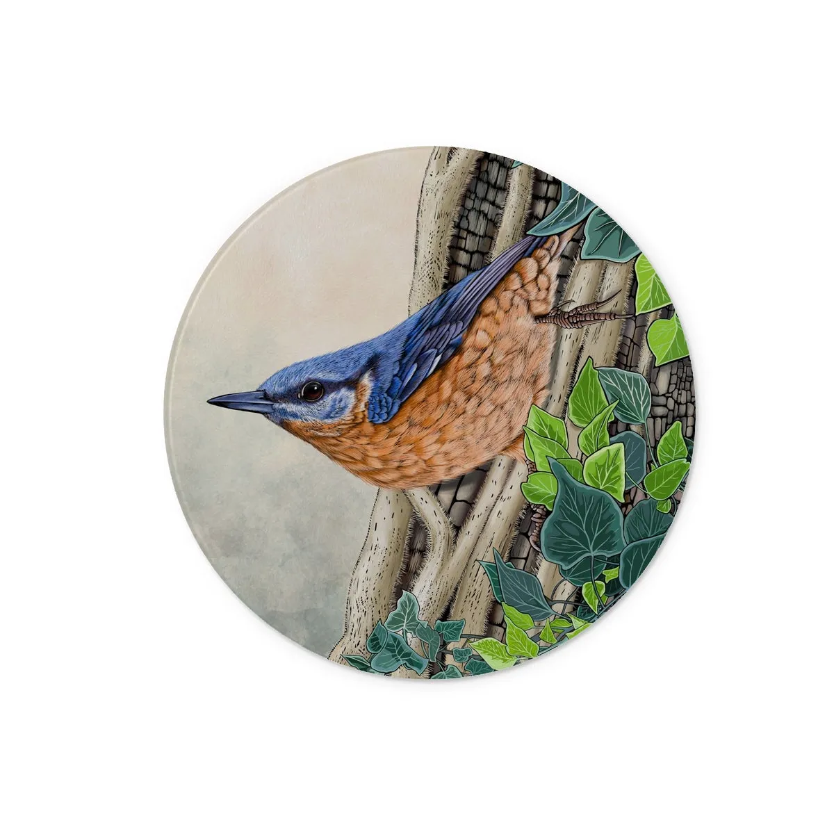 Nuthatch and Ivy Glass Chopping Board