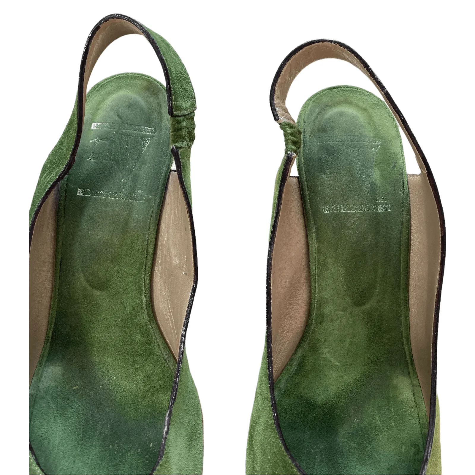 NV Suede Peep Toe Heels Green UK 7 EU 40