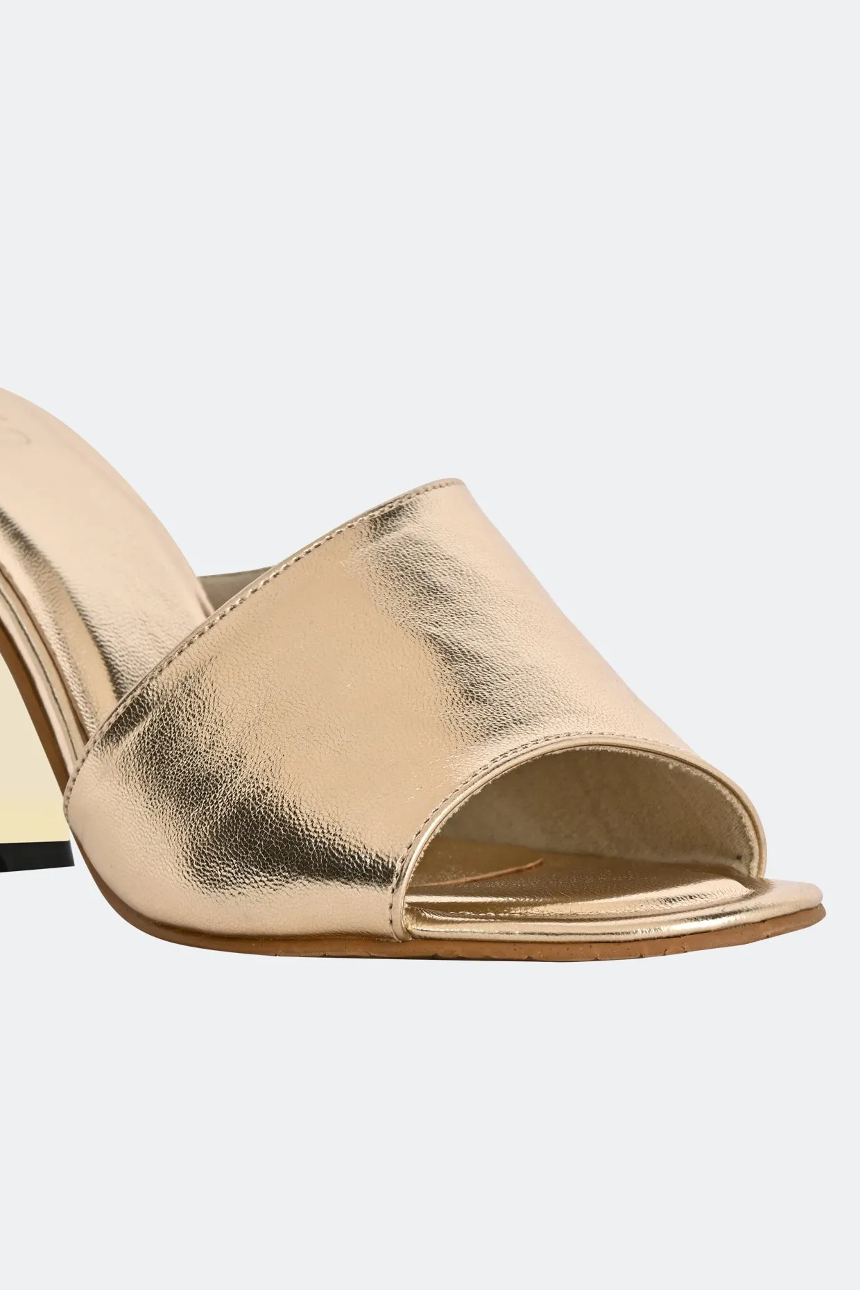 One Strap Gold Heel For Women