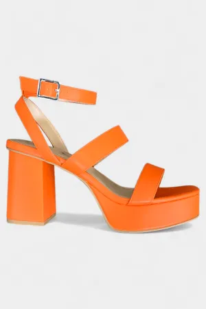 Orange Strappy Block Heels